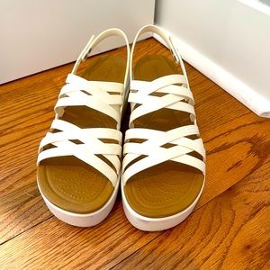 Ivory Brooklyn Strappy Low Wedge Crocs